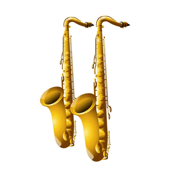 Instrumento Musical Saxofones Cartoon Vector Image — Vetor de Stock