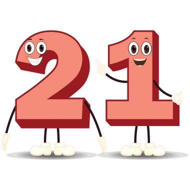 Renkli Numara 21 - Çizgi film Vektör Resmi