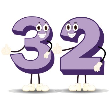 32 Numara - Çizgi film Vektör Resmi