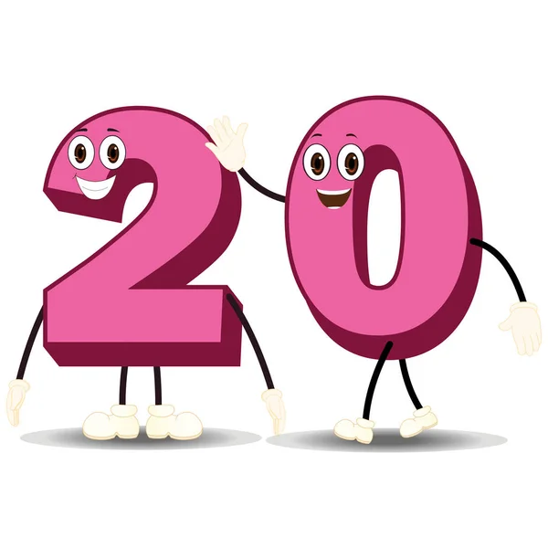 20 Numaralı Karakter - Çizgi film Vektör Resmi