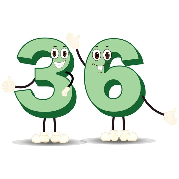 Number Thirty Six Cartoon Vector Image — Stock Vector