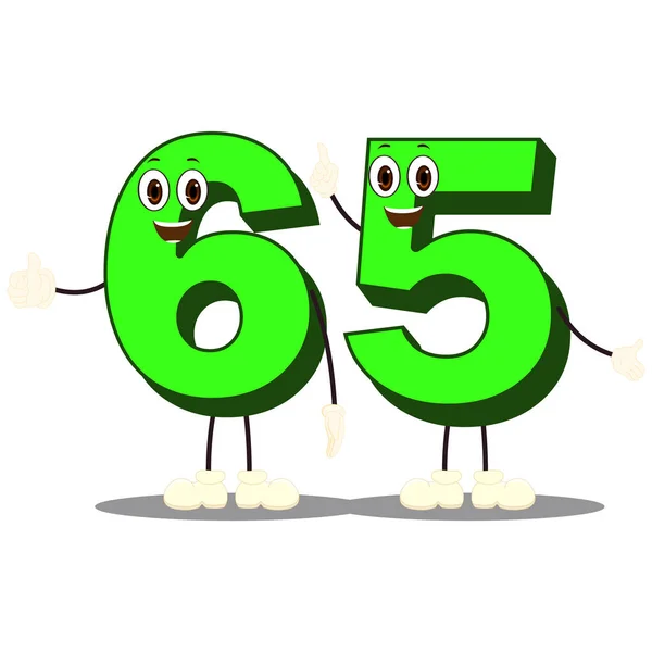 Number Sixty Five Cartoon Vector Image — Stock Vector