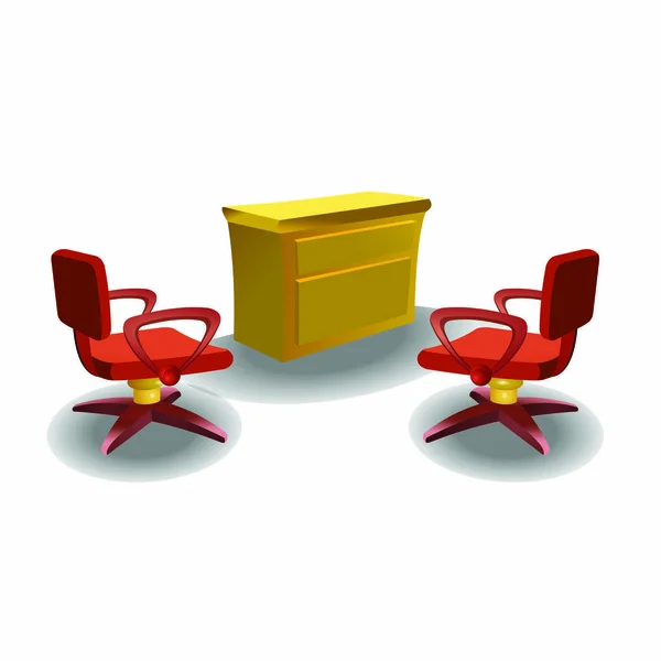 Cadeiras Escritório Uma Mesa Cartoon Vector Image —  Vetores de Stock