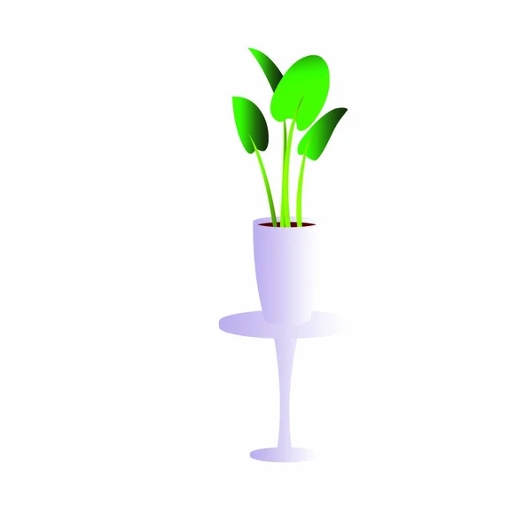 Pote Planta Suporte Madeira Cartoon Vector Image — Vetor de Stock