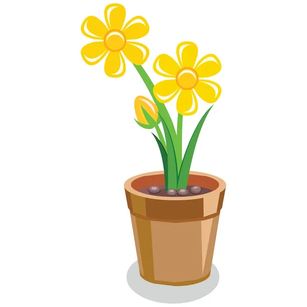 Planta Floração Amarelo Desenhos Animados Imagem Vetorial —  Vetores de Stock