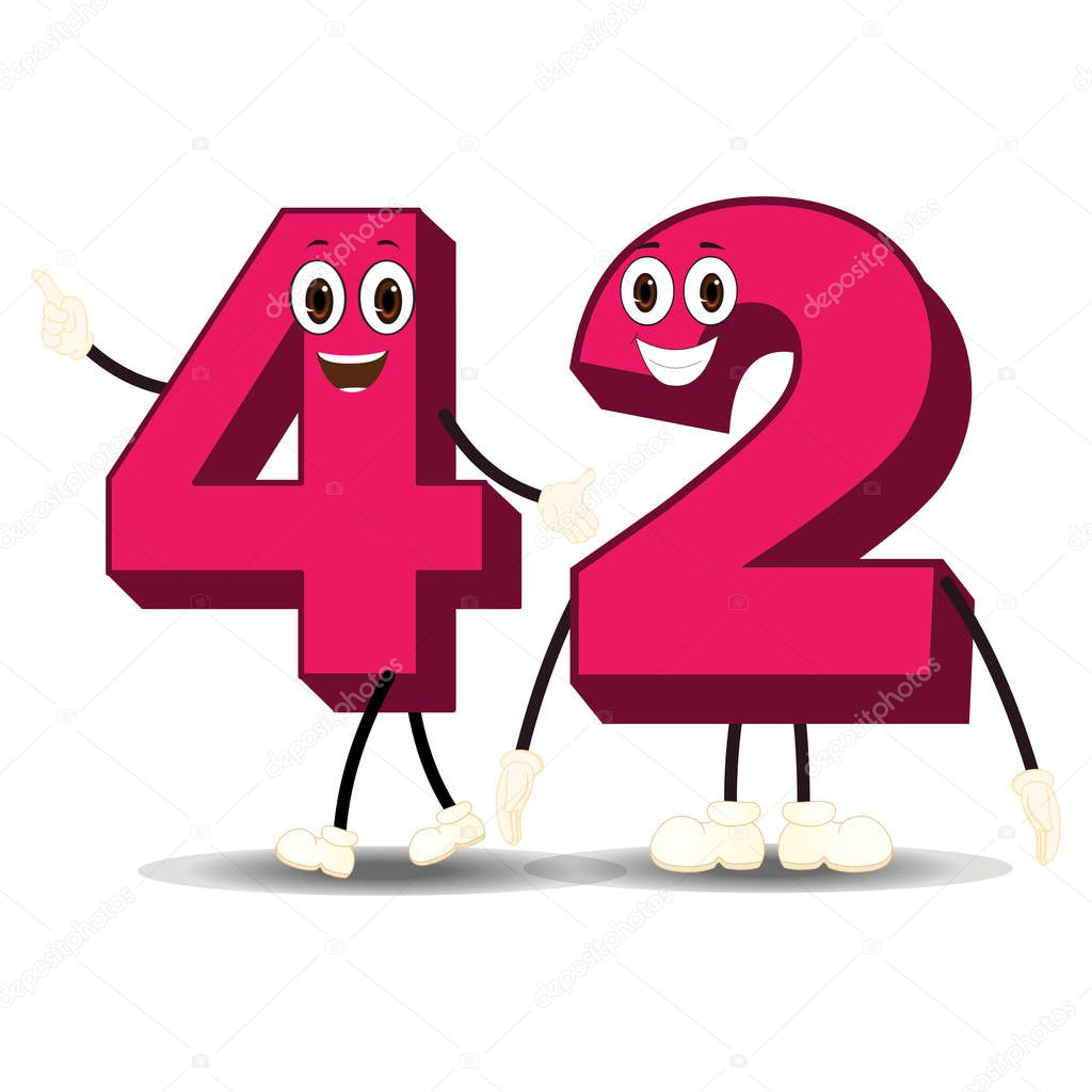 Number Forty Two - Cartoon Vector Image