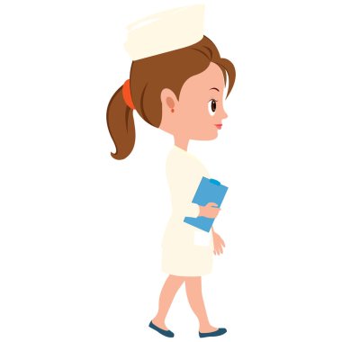 Hemşire - Yan Poz - Çizgi film Vektör ResmiStencils