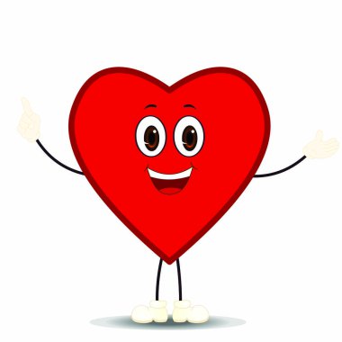 İfadeli Kırmızı Kalp - Çizgi film Vektör Resmi