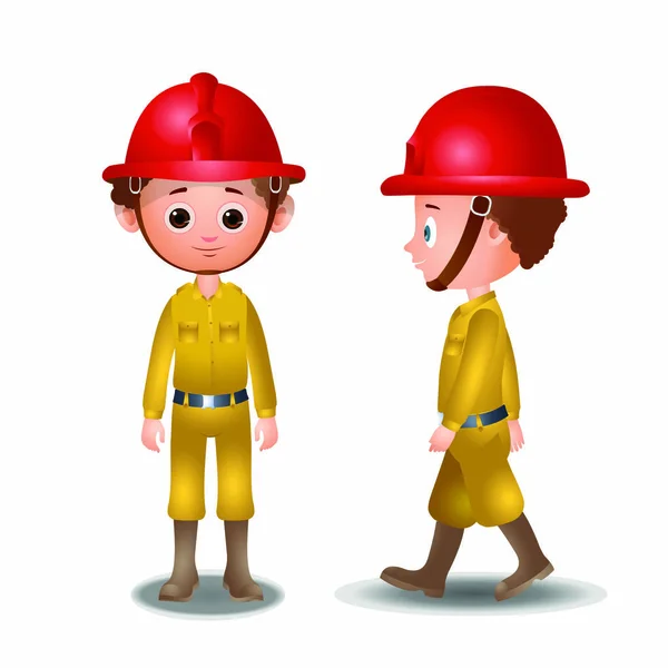 Fire Fighter Cartoon Vector Image — Stock Vector