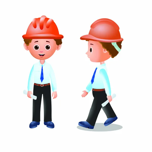 Ingeniero Con Casco Seguridad Imagen Vector Dibujos Animados — Vector de stock