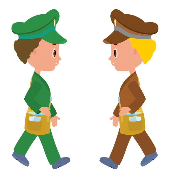 Postmen Walking Cartoon Vector Image — Stock Vector