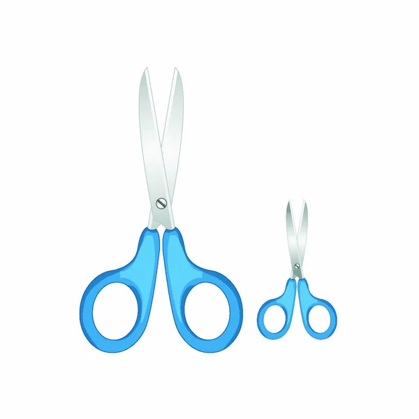 One Big Pair Scissors One Small Pair Scissors Cartoon Vector — Stock Vector