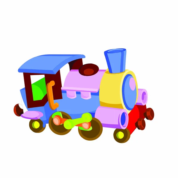 Kleurrijke Speelgoed Trein Motor Cartoon Vector Afbeelding — Stockvector