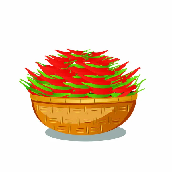 Chillies Basket Cartoon Vector Image — стоковый вектор