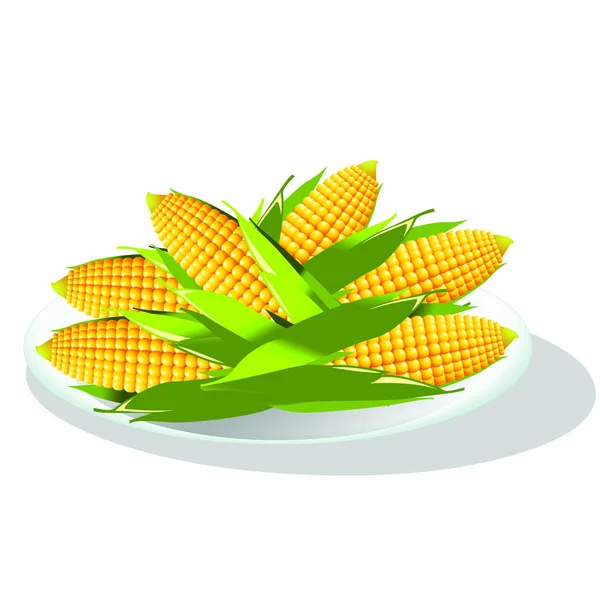 American Corn Plate Cartoon Vector Image — Stockový vektor