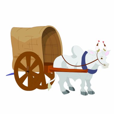 Bullock Cart Kahverengisi - Çizgi film Vektör Resmi