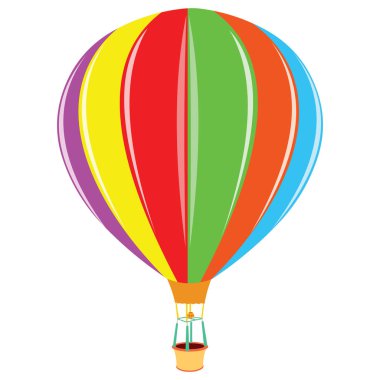 Gökkuşağı Renkli Sıcak Hava Balonu - Çizgi Film Vektör ResmiComment