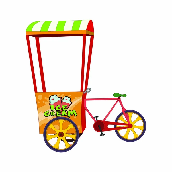 Корзина Мороженым Велосипеде Векторное Изображение Мультфильма — стоковый вектор