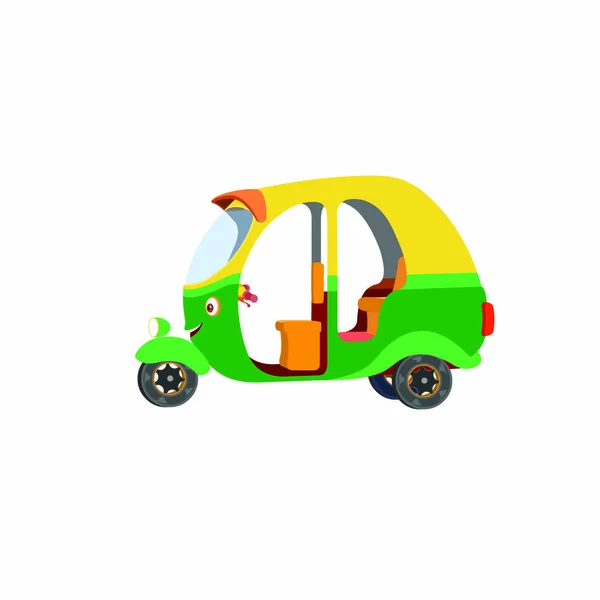 Auto Rickshaw Tuk Tuk Met Karakteruitdrukkingen Cartoon Vector Image — Stockvector