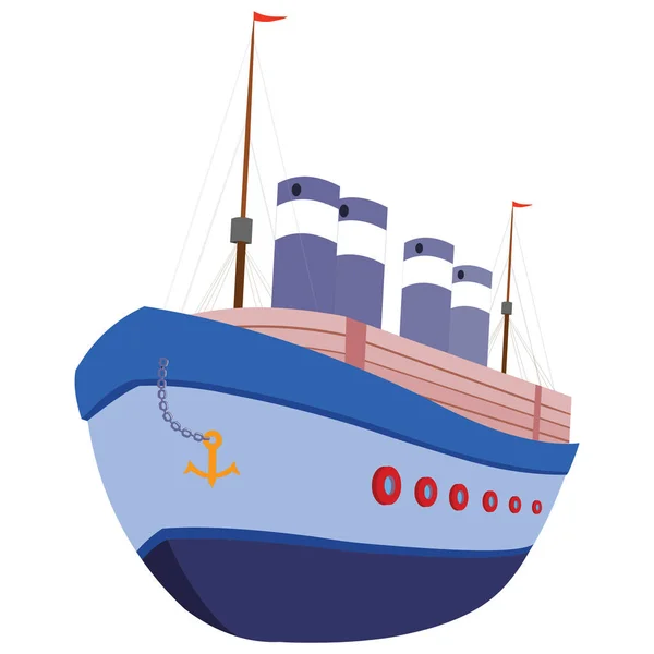 Blå Skepp Tecknad Vektor Bild — Stock vektor