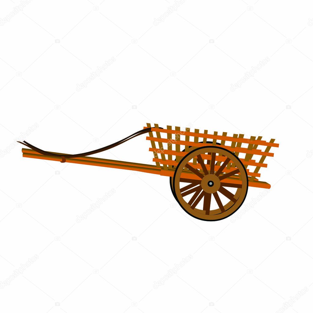 Horse Cart Brown - Cartoon Vector Image