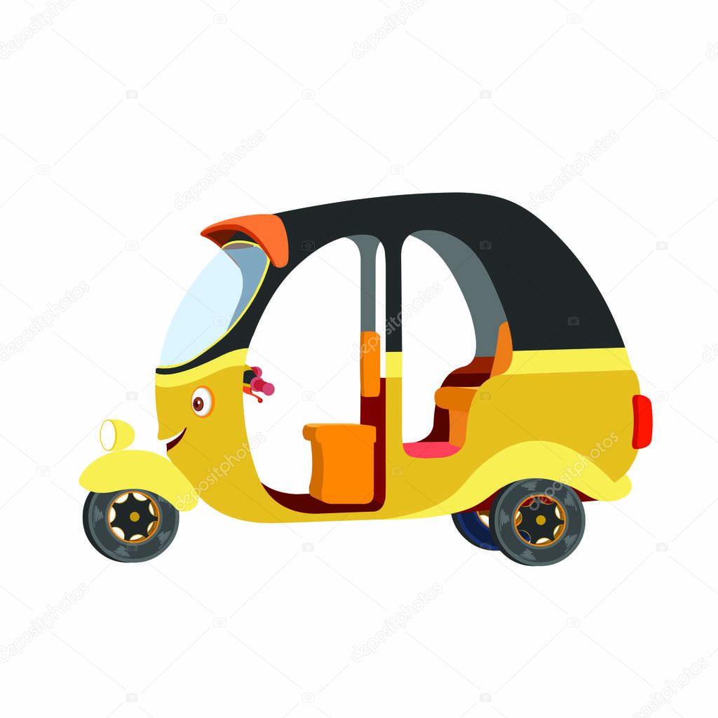 Auto Rickshaw or Tuk Tuk - Cartoon Vector Image