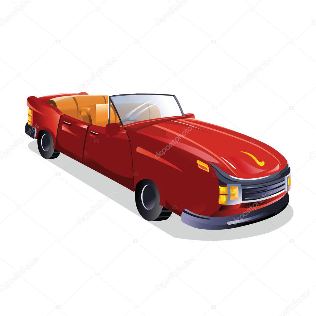 Red Car - Cartoon Vector Image