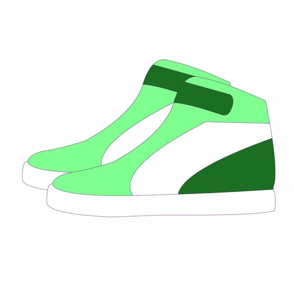 Grüne Cyan Schuhe Cartoon Vektorbild — Stockvektor