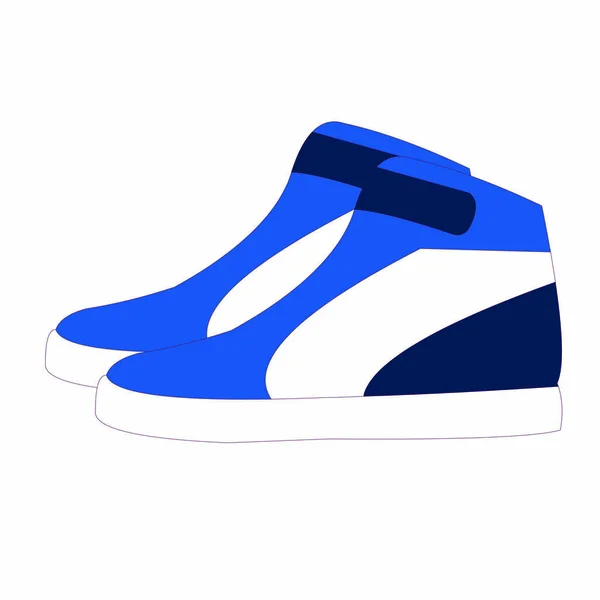 Zapatillas Informales Azules Con Rayas Blancas Imagen Vectorial Dibujos Animados — Vector de stock