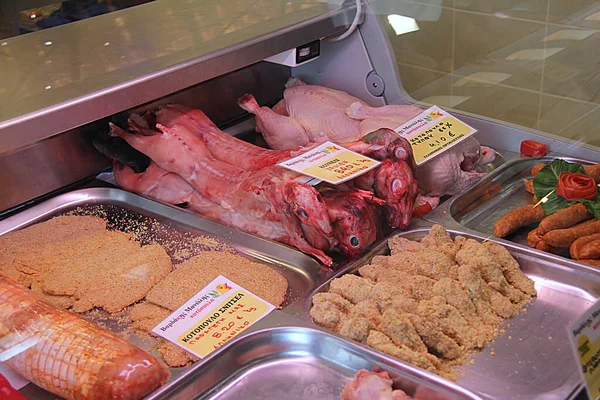 Carne Coelho Frango Para Venda Loja — Fotografia de Stock