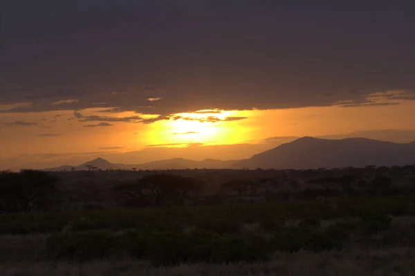 Landschap Zonsondergang Wolken Ver Uitzicht — Stockfoto