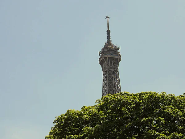 Eiffeltornet Paris Frankrike Med Buskar — Stockfoto
