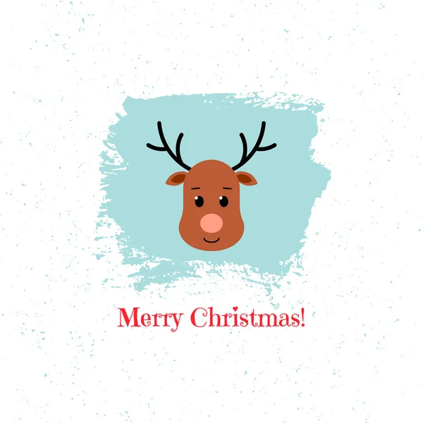 Christmas deer on blue background. Vector illustration. — Stock Vector