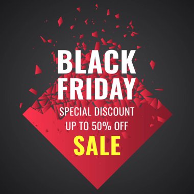 Kara Cuma indirimli afişi. Vektör izole illüstrasyonu.