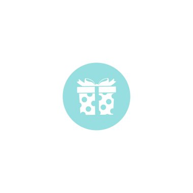 Mavi arka planda ikon hediye. Vektör illüstrasyonu.