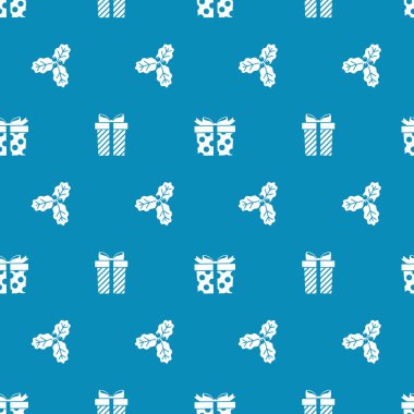 Mavi zemin üzerine Dikişsiz desen. Vektör çizim.