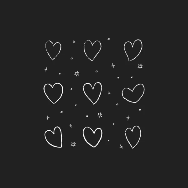 Ensemble de cœurs dessinés à la main. Illustration vectorielle. — Image vectorielle