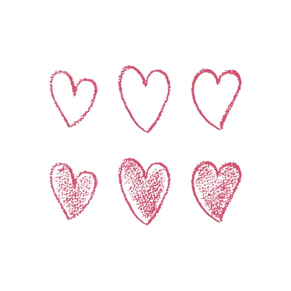 Набор нарисованных вручную сердец. Векторная иллюстрация. — стоковый вектор