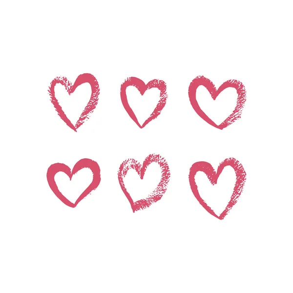 Conjunto de corações desenhados à mão. Ilustração vetorial. —  Vetores de Stock
