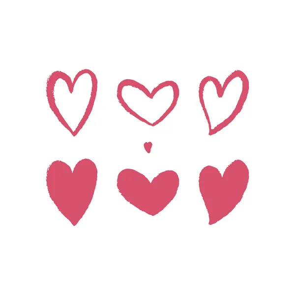 Ensemble de cœurs dessinés à la main. Illustration vectorielle. — Image vectorielle