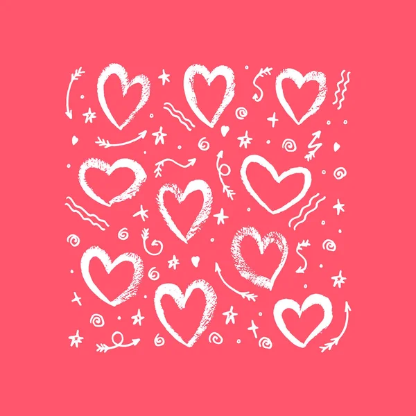 Conjunto de corazones dibujados a mano. Ilustración vectorial. — Archivo Imágenes Vectoriales