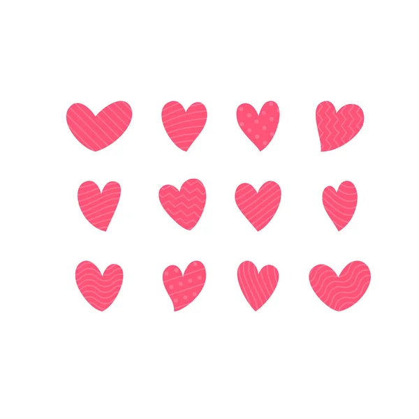Conjunto de corazones rojos. Ilustración aislada vectorial . — Vector de stock