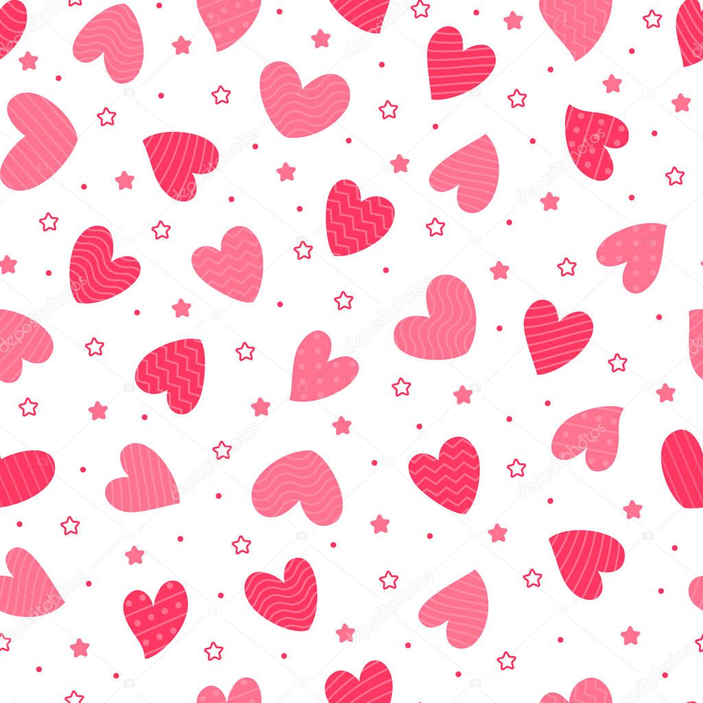 Seamless pattern with hearts. Vector isolated illustration.