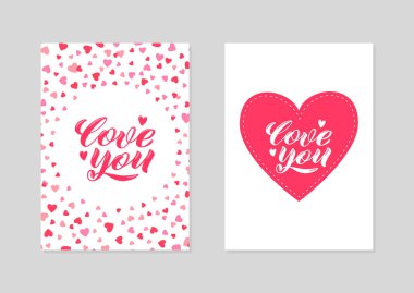 Vector set of greeting card Valentine's day.