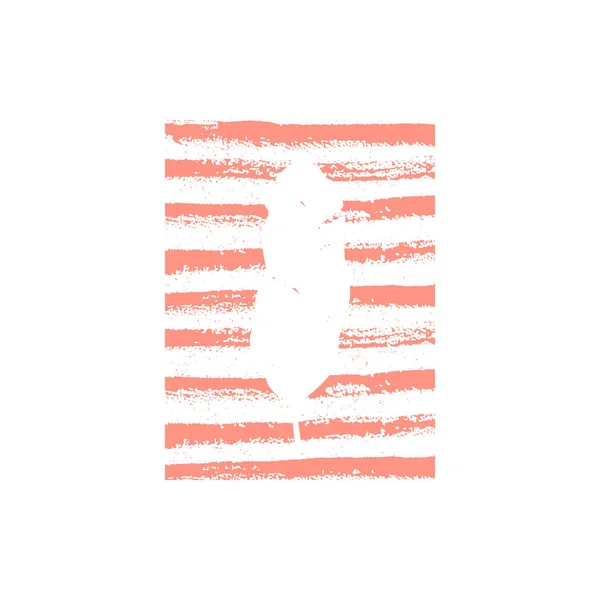 Тропический Лист Белом Фоне Кораллово Розовым Цветом Текстуры Полос Векторная — стоковый вектор