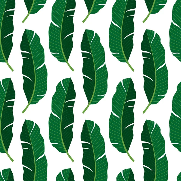 Płynny Wzór Zielonymi Liśćmi Palmy Białym Tle Wektorowa Ilustracja Lata — Wektor stockowy