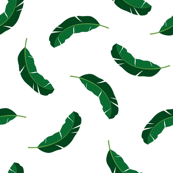 Płynny Wzór Liśćmi Tropikalnymi Wektorowa Ilustracja Lata Egzotyczna Tapeta Zielonymi — Wektor stockowy