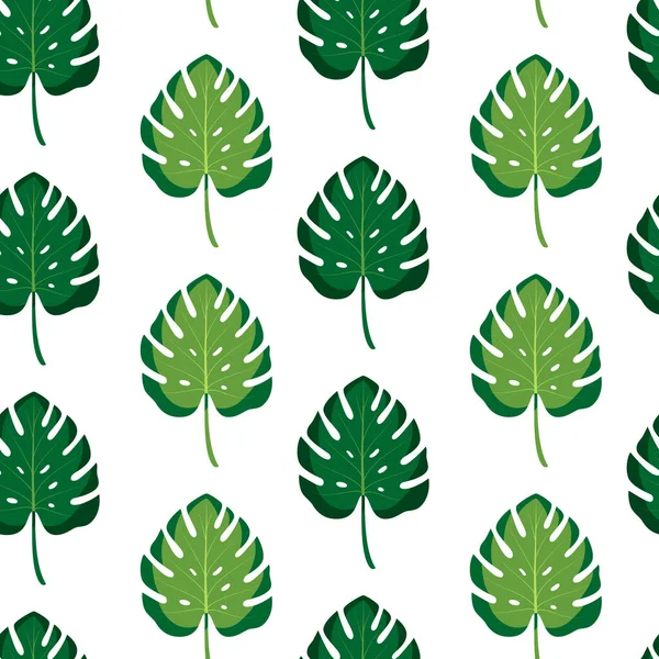 Seamless Pattern Tropic Leaves Vector Illustration Summer White Background Exotic — Stock Vector