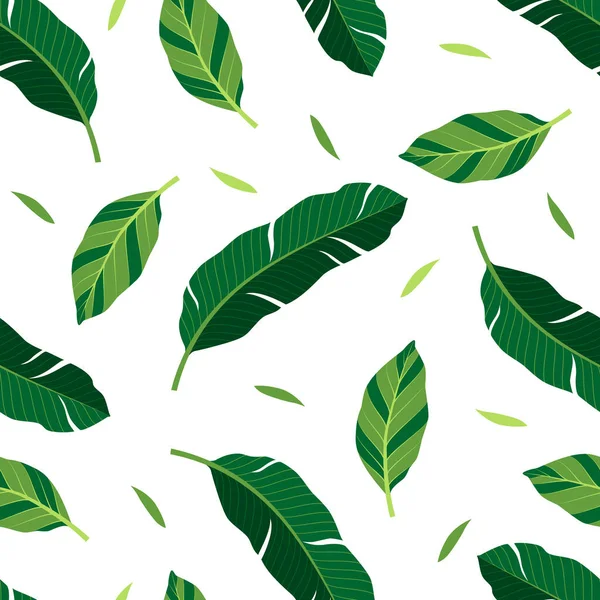 Letni Bezszwowy Wzór Liśćmi Palmy Ilustracja Wektora Tropikalnych Zielonych Liści — Wektor stockowy
