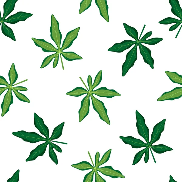 Letní Bezproblémový Vzor Tropické Zelené Listy Vektorová Ilustrace Léta Bílém — Stockový vektor